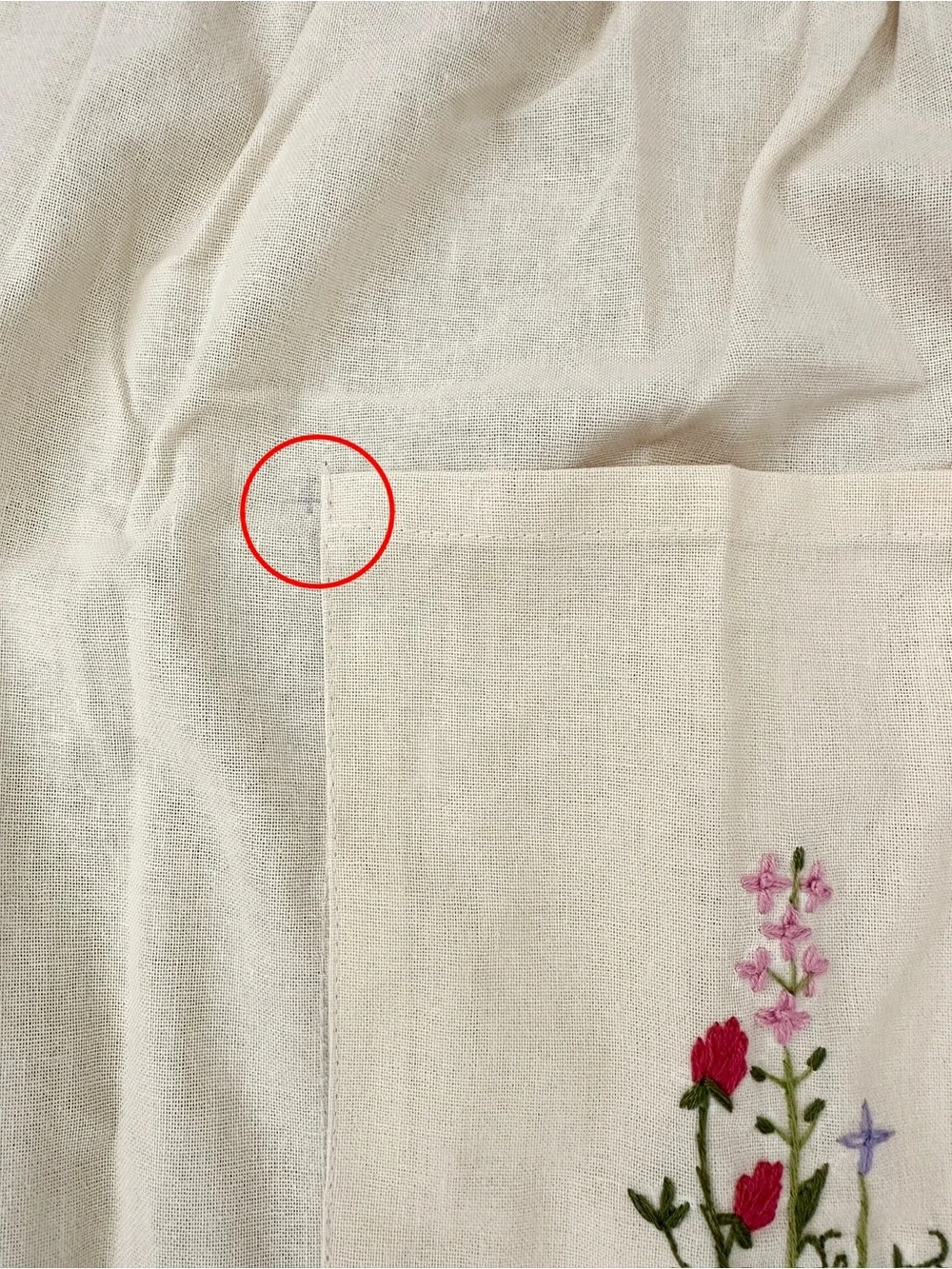 Floral Hand-Embroidered Cream Apron Wildflower Garden / Bee Motif - Gifts
